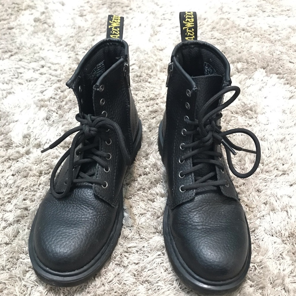 Dr. Martens pebbled black boots big kid youth